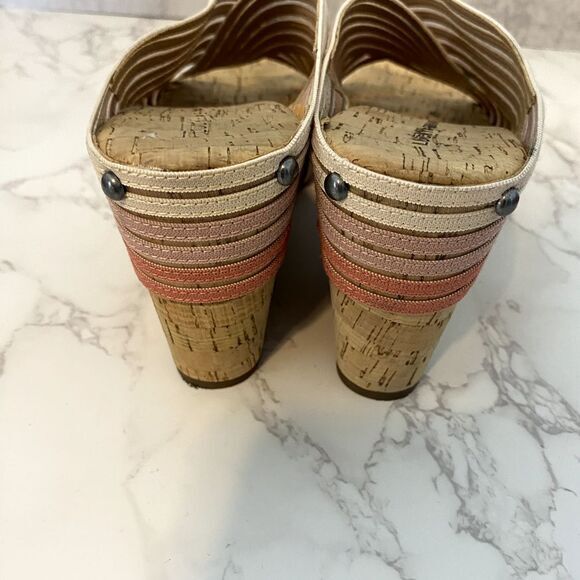 Lucky Brand Wedge Sandals Women Sz 10M Pink Cork Platform Summer - Picture 5 of 14